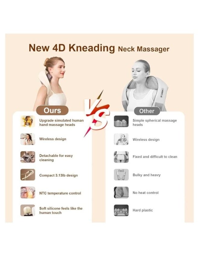[Wireless Neck and Shoulder Massager (Shiatsu)] - 4D Deep Massage Cushion with Heating Function - Practical Relief for Back and Neck Pain - Perfect Gift - Image 4